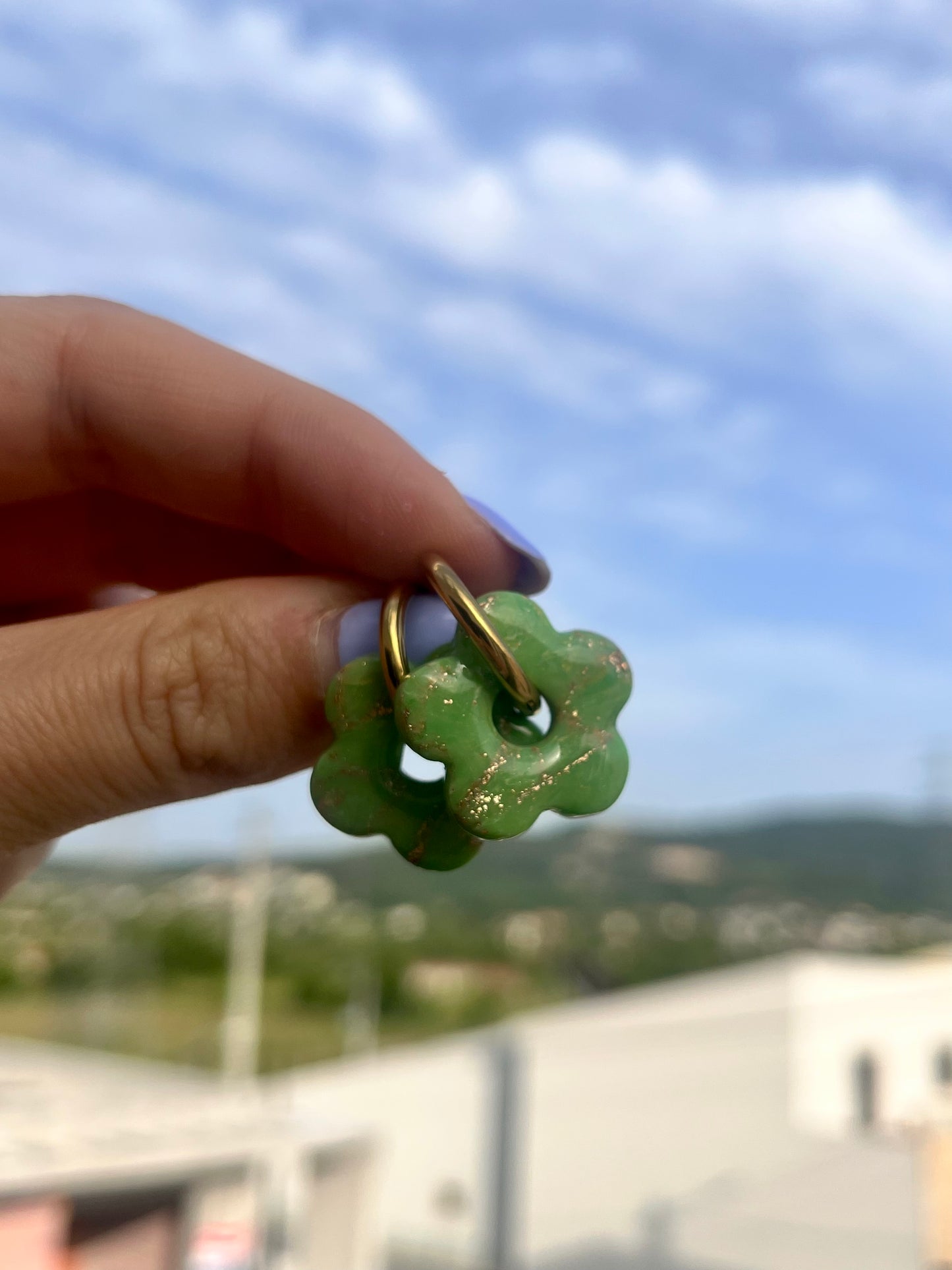 Brincos Mia - Verdes e Dourados Marmorizados