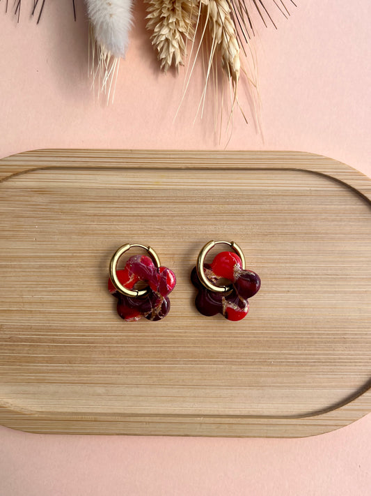 Mia Earrings - Marbled Red