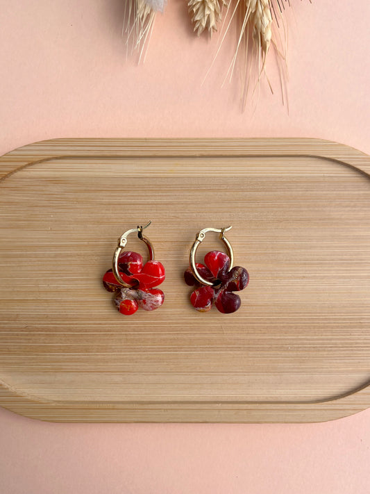Luna Earrings - Marbled Red
