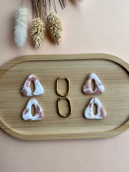 Elisa Earrings - White and Pink Marbled