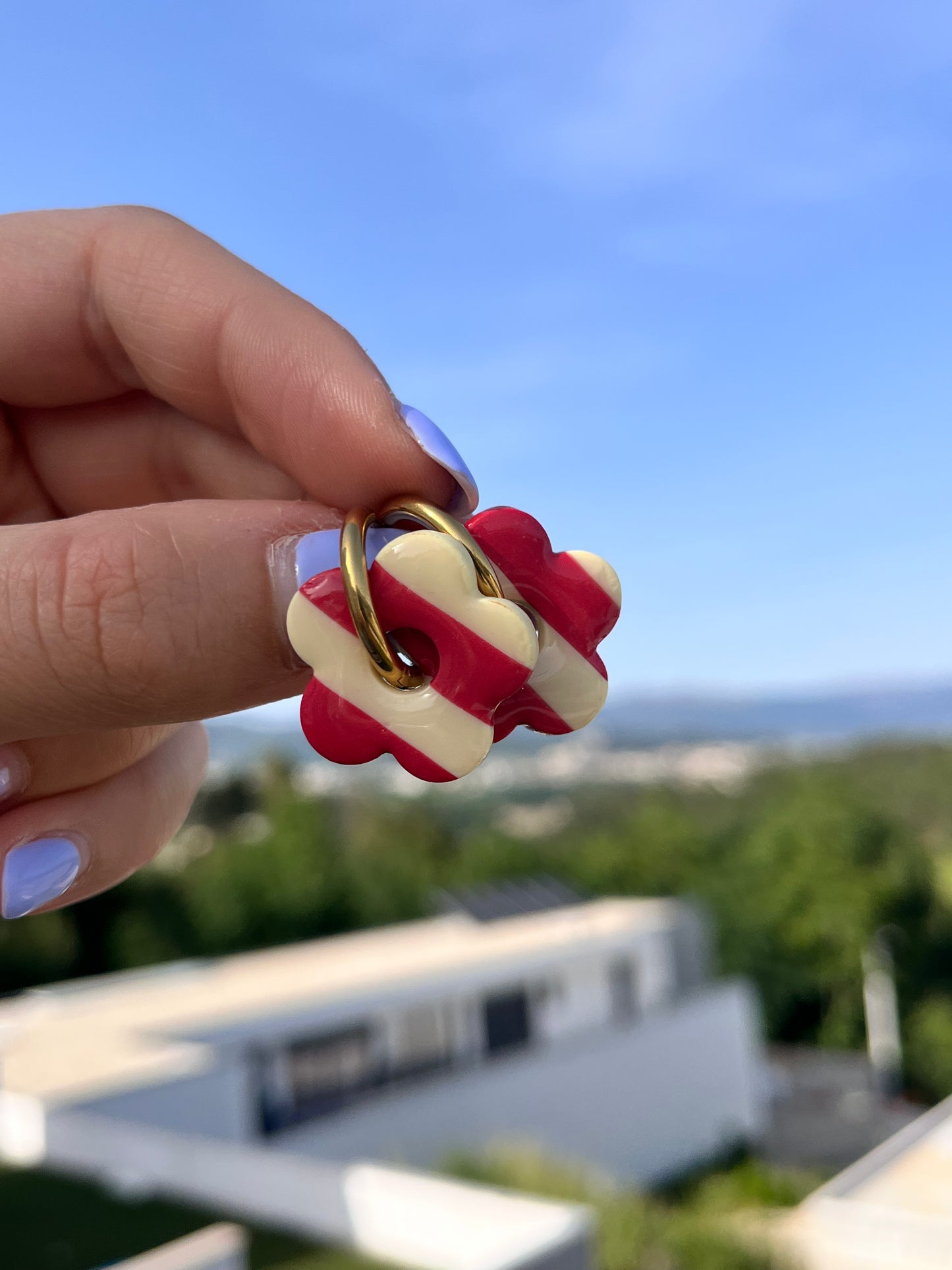 Brincos Mia - Riscas Framboesa e Amarelo