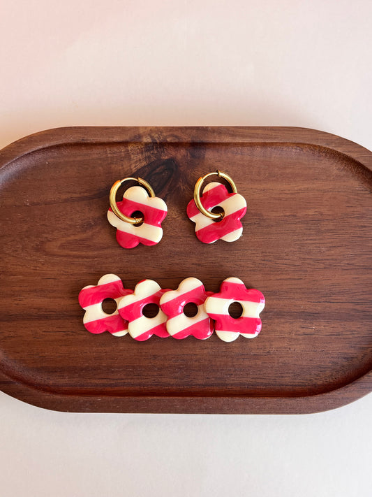 Mia Earrings - Raspberry and Yellow Stripes