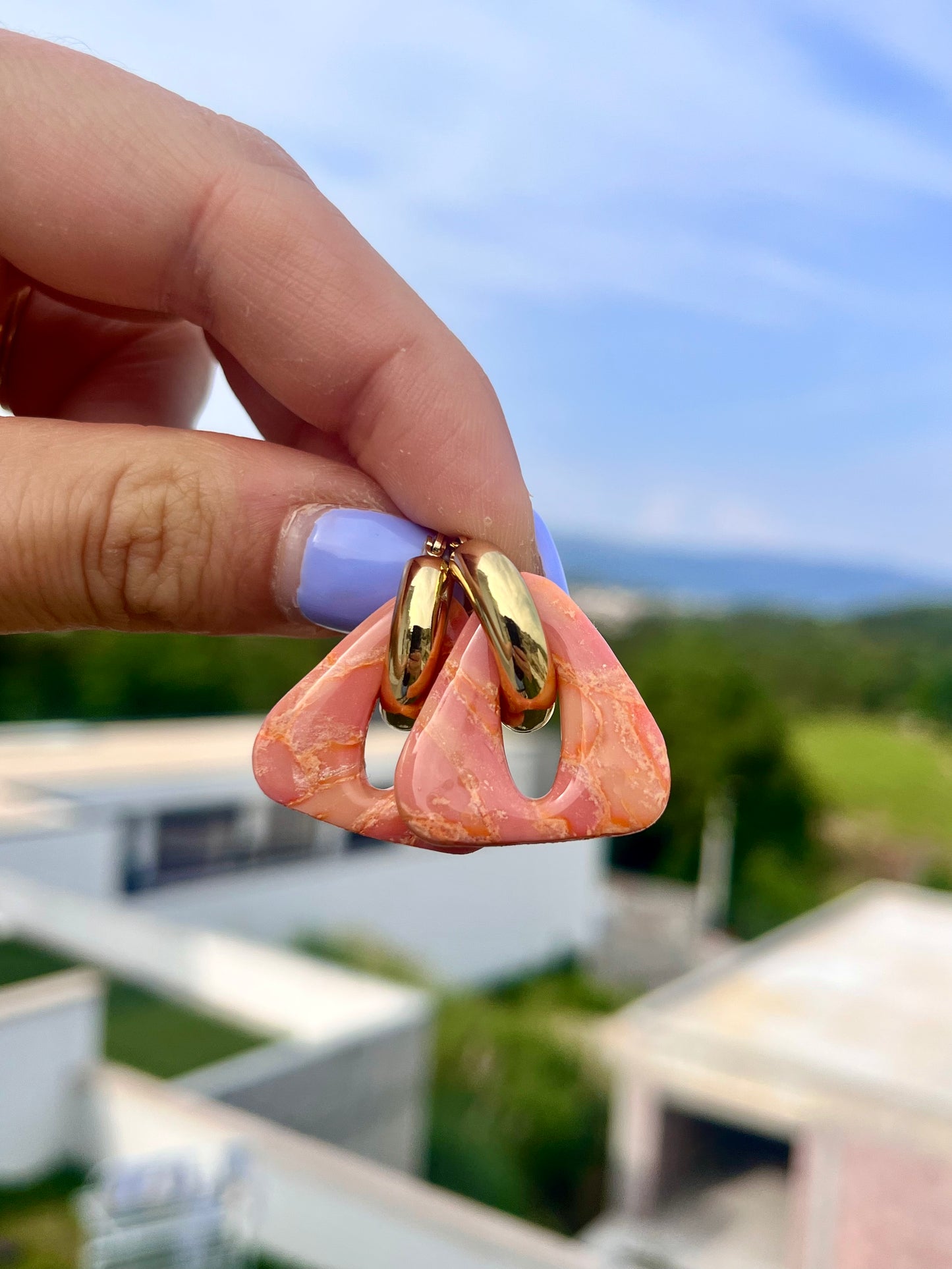 Brincos Elisa - Pêssego Marmorizados