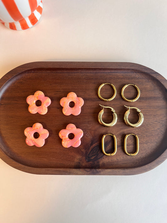 Mia Earrings - Marbled Peach