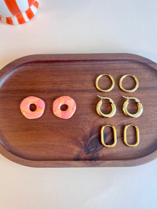 Olivia Earrings - Marbled Peach