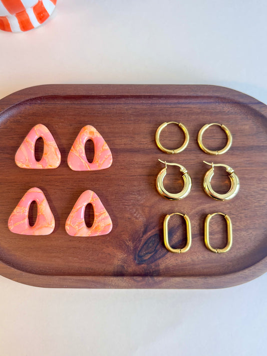 Elisa Earrings - Marbled Peach