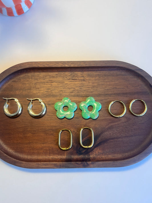 Mia Earrings - Marbled Green and Gold