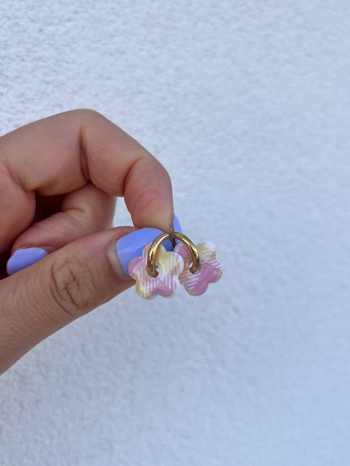 Brincos Mia - Padrão Vichy Rosa e Amarelo