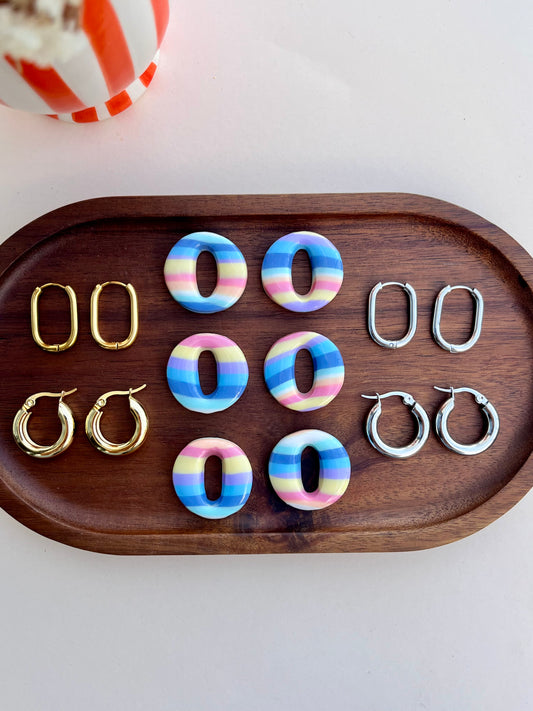 Maria Inês Earrings - Multi-coloured Stripes